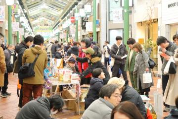 A view of the book street in Omote-machi, Okayama