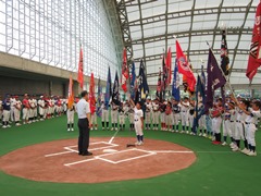 第24回岡山西軟式野球スポーツ少年団錬成交流大会に出席する大森雅夫岡山市長