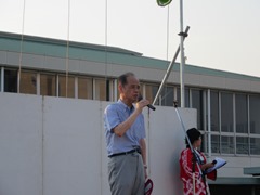 挨拶を行う大森雅夫岡山市長