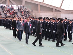 式に出席する大森雅夫岡山市長