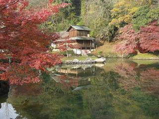 近水園の紅葉と吟風閣