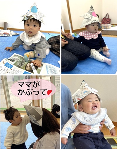 かぶとをかぶって記念撮影