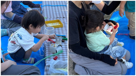 お散歩ペットを作っている子どもたち