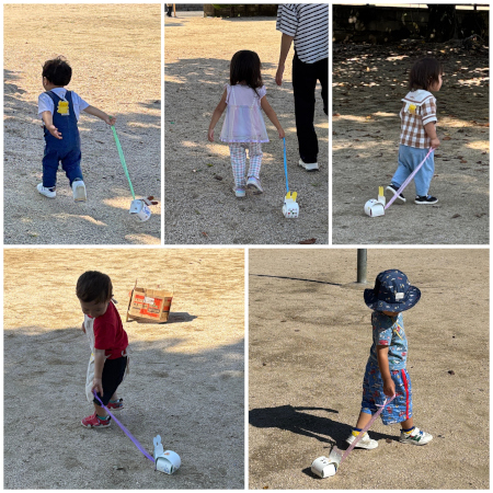 ペットを連れてお散歩する子どもたち