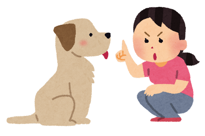 しつけする女性と犬