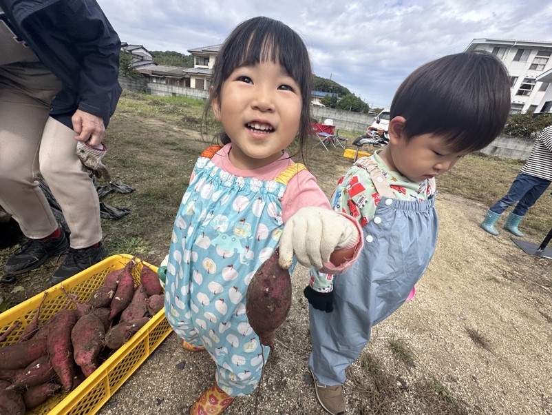 こどもが芋をもっている写真