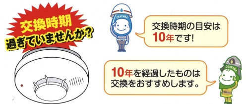 10年を経過した住宅用火災警報器は交換をおすすめします