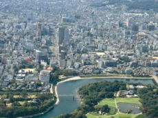 岡山市市街地中心部の空撮写真